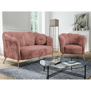 Sedací souprava Sestava sedacích souprav KOHANA - hnědá / zlaté nožky