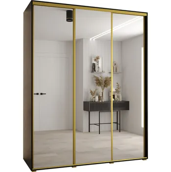 Šatní skříň Šatní skříň ASIRI 2 - 190/60 cm, černá / zlatá