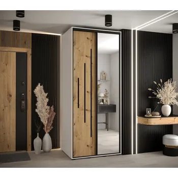 Šatní skříň Šatní skříň YVONA 13 - 120/60 cm, bílá / dub artisan / černá