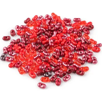 Dětské navlékací korálky Plastové korálky peanut mix 4x6 mm, střední, 4 červená