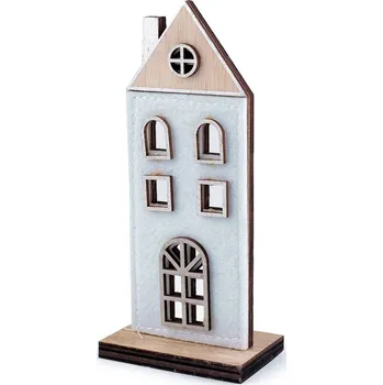 Vánoční dekorace Dřevěný domeček, střední, 1 bílá