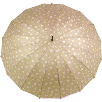 Deštník Dámský vystřelovací deštník květy, střední, 2 krémová tmavá