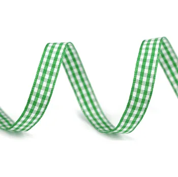 Stuha Károvaná stuha šíře 10 mm, střední, 6 zelená