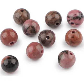 Korálek Rodonit tmavý, minerální korálky Ø6 mm, velké, rodonit