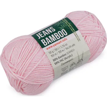 Příze Pletací příze Jeans Bamboo 50 g, střední, 5 (109) růžová nejsv.