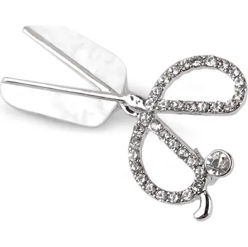 Náramek Brož s broušenými kamínky nůžky, střední, 1 crystal platina