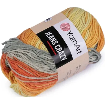 Příze Pletací příze Jeans Crazy 50 g, střední, 1 (8210) oranžovožlutá