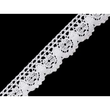 Bavlněná krajka paličkovaná šíře 25 mm, střední, 1 bílá