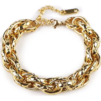 Náramek Náramek z nerezové oceli robustní řetízek, střední, 2 zlatá