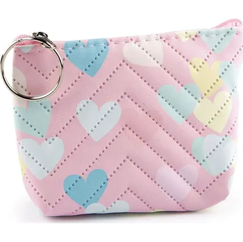 Malá peněženka / klíčenka srdce 10,5x8 cm, střední, 3 růžová sv.