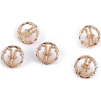 Knoflík Kovový knoflík velikost 24"; 32"; 38", střední, 7 (24") růžové zlato