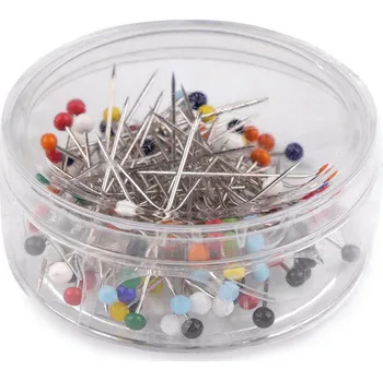 Špendlíky se skleněnou hlavičkou délka 32 mm, střední, nikl