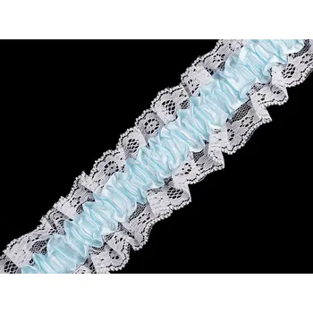 Pružný volánek s krajkou na podvazky šíře 65 mm, střední, 2 bílo-modrá