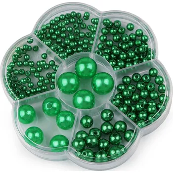 Dětské navlékací korálky Sada plastových voskových korálků v boxu, střední, 9 zelená