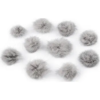 Aplikace kožešinová bambulka Ø3 cm, střední, 6 šedá holubí