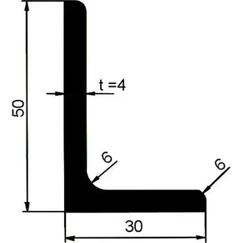 Stavební profil Profil L nerovnoramenný 50×30×4 mm válcovaný – 6 m