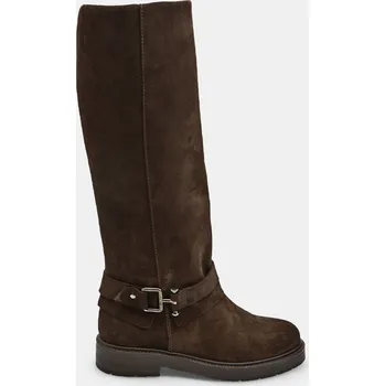 Dámská zimní obuv Baťa dámská semišová kozačka s páskem a přezkou od značky hnědé, vel. 42