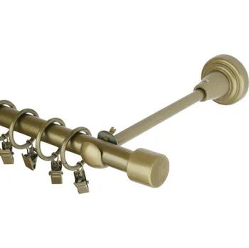 Garnýž Garnýž kovová jednořadá 16mm Pullo zlatá antik 260 cm (do stěny / kroužky s žabkou)