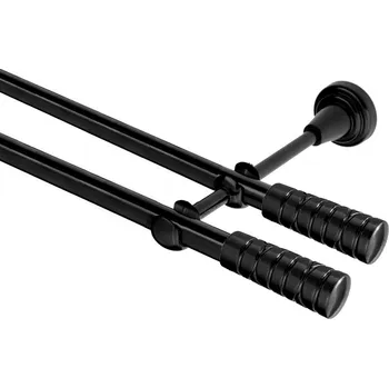 Garnýž Garnýž kovová dvouřadá 16mm Torino Double černá 250 cm (do stěny / na tunýlek - bez kroužků)