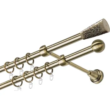 Garnýž Garnýž kovová dvouřadá 19mm Sevilla mosaz 100 cm (do stěny / kroužky s háčkem)