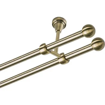 Garnýž Garnýž kovová dvouřadá 19mm Koule mosaz 100 cm (do stropu / na tunýlek - bez kroužků)