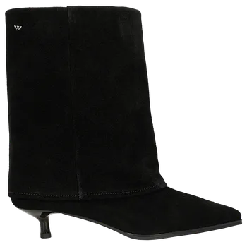 Dámské polobotky Černé Dámské Kotníkové Boty Z Velurové Štípané Kůže Wojas 5534561 38