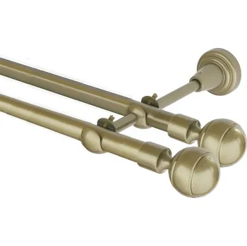 Garnýž Garnýž kovová dvouřadá 16mm Paola double zlatá antik 460 cm (do stěny / na tunýlek - bez kroužků)