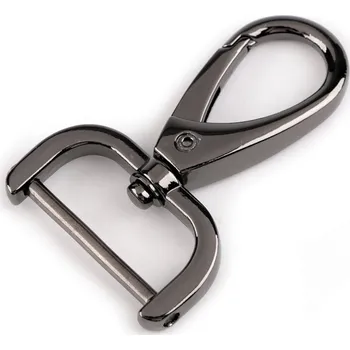 Galanterie Kovová karabina otočná se šroubovacím průvlekem 26 mm, střední, 3 nikl černý