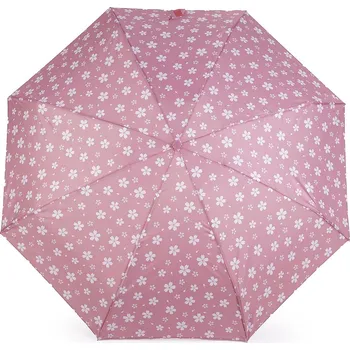 Deštník Dámský mini skládací deštník květy, střední, 12 pudrová