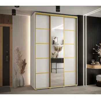 Šatní skříň Šatní skříň YVONA 5 - 160/45 cm, bílá / zlatá