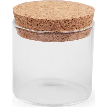 Dóza na potraviny Skleněná lahvička / dóza s korkem, střední, 1 (65x60 mm) transparent