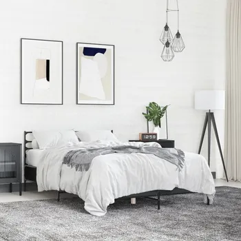 Postel zahrada-XL Rám postele černý 140 x 200 cm kompozitní dřevo a kov 3280042