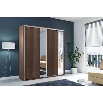 Šatní skříň Prostorná zrcadlová šatní skříň 200/245 ANTONIO - čokoláda