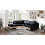 Rohová sedací souprava CHOWAN 3 - černá ekokůže / dub artisan, levý roh