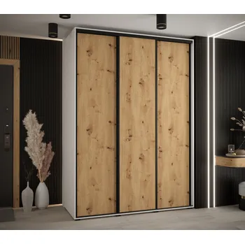 Šatní skříň Šatní skříň ASIRI 1 - 180/60 cm, bílá / dub artisan / černá