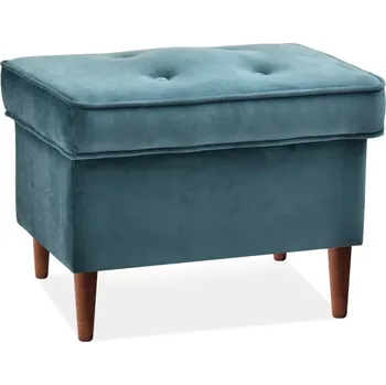 Taburet Čalouněný taburet DENIZ - modrozelený / ořech