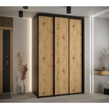 Šatní skříň Šatní skříň YVONA 1 - 150/60 cm, černá / dub artisan / černá