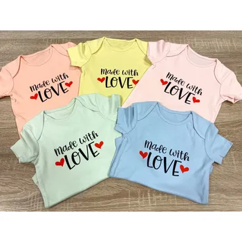 Dětské body Made with love - pastelové barvy