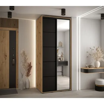 Šatní skříň Šatní skříň ASIRI 5 - 110/60 cm, dub artisan / černá / černá