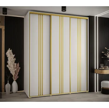 Šatní skříň Šatní skříň YVONA 6 - 200/60 cm, bílá / zlatá