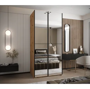 Šatní skříň Dvoudveřová skříň SAMARA 2 - 110 cm, dub artisan / černá / černá