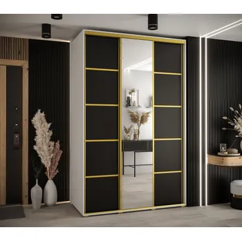 Šatní skříň Šatní skříň ASIRI 5 - 150/60 cm, bílá / černá / zlatá