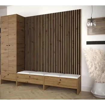 Předsíňová stěna Předsíňová stěna ZAMORA 6 - dub artisan / bílá ekokůže