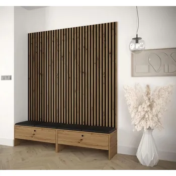 Předsíňová stěna Stěna do předsíně ZAMORA 5 - dub artisan / černá ekokůže