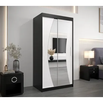 Šatní skříň Skříň s posuvnými dveřmi BETA - 100 cm, černá / bílá