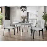 Rozkládací jídelní stůl 100 cm se 4 židlemi KRAM 2 - bílý / černý / bílý