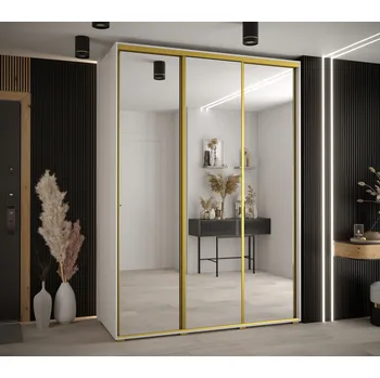 Šatní skříň Šatní skříň YVONA 2 - 170/60 cm, bílá / zlatá