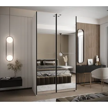 Šatní skříň Dvoudveřová skříň SAMARA 2 - 130 cm, bílá / černá