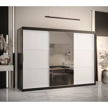 Šatní skříň Šatní skříň RAISA 2 - šířka 250 cm, černá / bílá