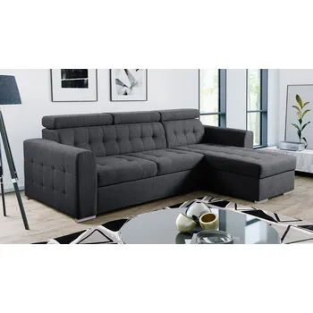 Sedací souprava Rozkládací sedačka s úložným prostorem GRANADA - tmavá šedá, pravý roh